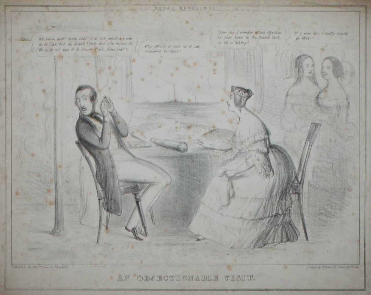 Lithograph - Royal Ramblings. An Objectional Visit.